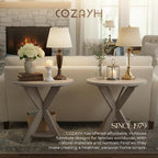 Set of 2 Farmhouse Cross Leg end Table, French Country Accent Side Table - Image 6