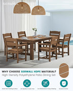 SERWALL Outdoor Dining Table Set, 67‘’ HDPE Patio Dining Set - Image 3