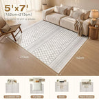 cotiled Boho 5x7 Area Rugs for Living Room: Soft Moroccan Washable Rug | Solve - Image 2