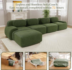 Boneless Sectional Couch, No Assembly Required, 152.7” L Shaped Modular Cloud - Image 9