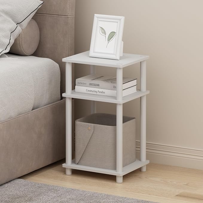 Furinno JUST Night Stand Set of 2, 3-Tier Turn-N-Tube Nightstand, Toolless - Image 2