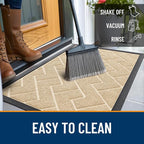 OLANLY Front Door Mat Outside 59x23, All-Season Absorbent Rubber Doormat | Beige - Image 6