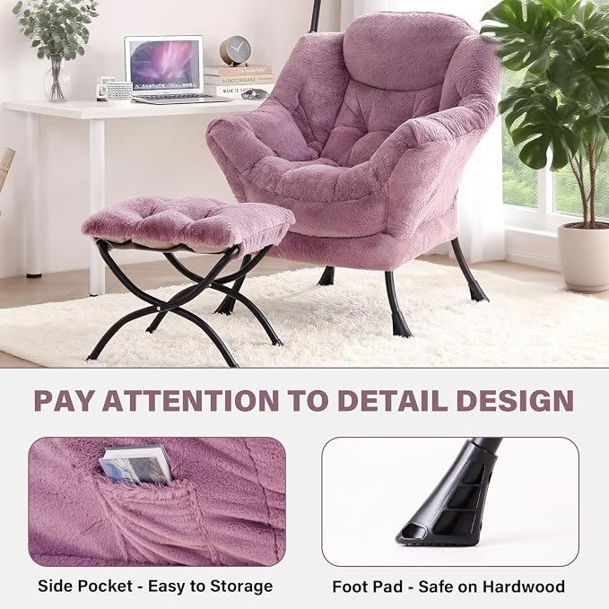Tiita Lazy Chair with Ottoman, Comfy Leisure Sofa Armchair with Ottoman - Image 5