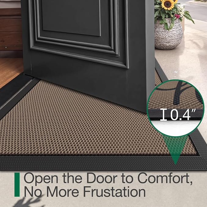 LUMI Outside Welcome Door Mat 36x59, Non-Slip Durable Rubber Easy Clean | Hello - Image 3