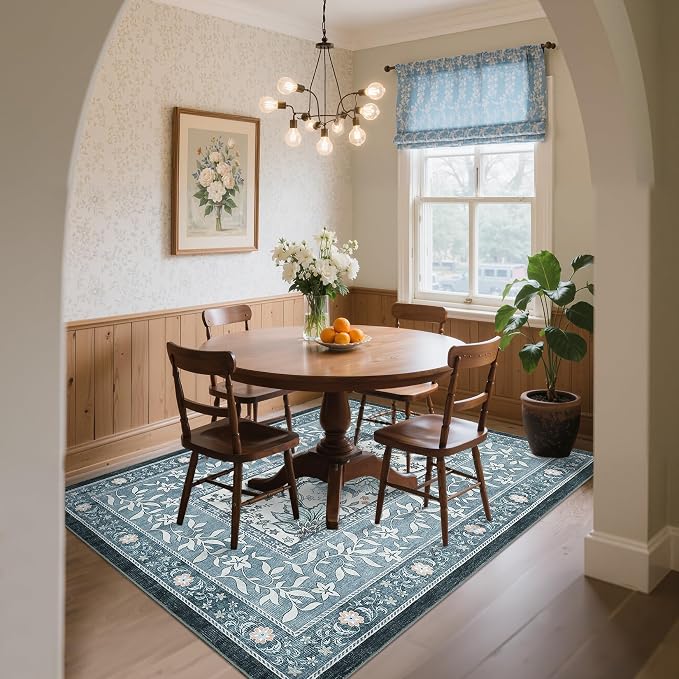 GarveeHome Provence Area Rugs 10x13 Living Room, Botanical Grove Misty Blue - Image 4