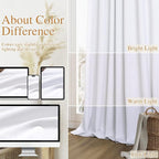White 100% Blackout Linen Curtains 144 Inch Length 2 Panels Set - Image 7