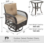 3 Pieces Patio Furniture Set, Outdoor Swivel Glider Rocker, Wicker Patio Bistro - Image 7