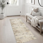 2x5 Washable Runner Rug：Modern Abstract Soft Carpet Beige Brown | - Image 3