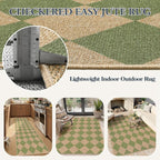 Lahome Checkered Easy Jute Hallway Runner Rug, 2x8 Outdoor Rugs Washable | - Image 6