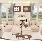 GOSUHI 142.5" U Shaped Couch, Modular Sectional Sofa, 3-Seater Comfy Cloud Couch - Image 2