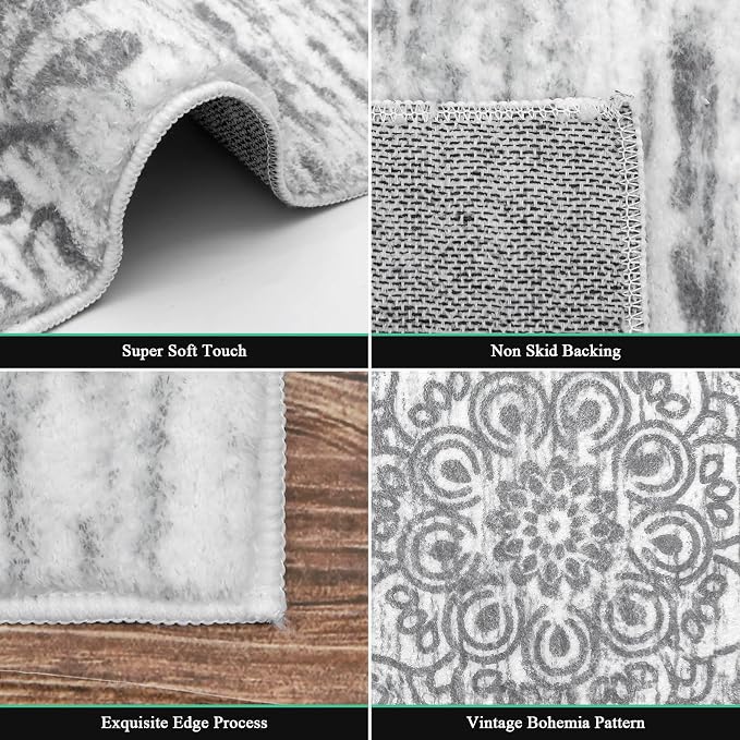 HEBE Hallway Runner Rug 2'x10', Washable Non Slip Kitchen Rug Runner | Soft - Image 2
