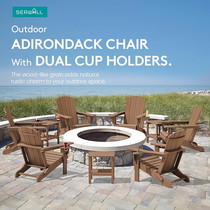 SERWALL Adirondack Chair with Cup Holders - Image 9