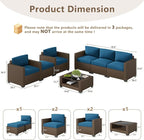 LOUVIXA 7 Piece Outdoor Patio Furniture Set, Rattan Chairs Glass Table Wicker - Image 2
