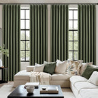MIULEE Olive Green Pinch Pleated 100% Blackout Linen Curtains 40x96 Inches | - Image 7