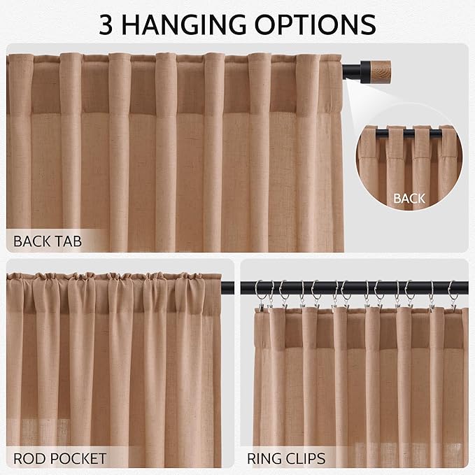 Peach Linen Curtains 84 inches Long - Image 2