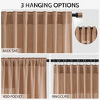 Peach Linen Curtains 96 Inches Long Set - Image 2