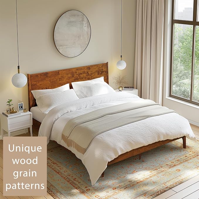 Acacia Haven Queen Bed Frame and Headboard, Platform Bed Frame Scandinavian - Image 7