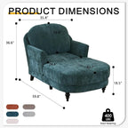 Chaise Lounge Chair Indoor, 59.8" Oversized Couch Reading Chairs, Chenille - Image 2