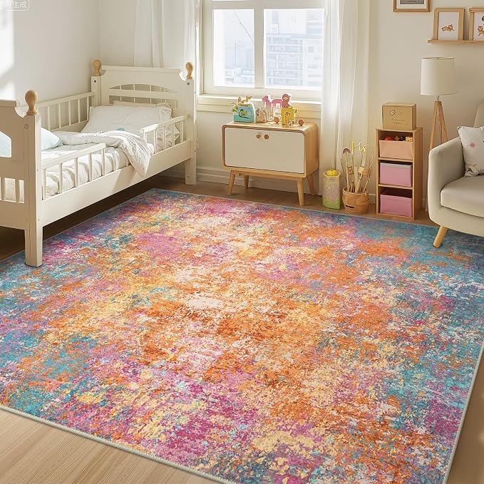 RELEANY Washable 9'x12' Abstract Area Rug - Image 3
