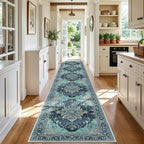 RELEANY Washable Area Rug, Runner 3'x20', Teal | Non-Slip, Water Repellent by RELEANY