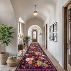 Purple Floral Hallway Runner Rug 2'6"x14' - Image 2