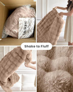 Ultra Soft Cozy Faux Fur Throw Blanket, Fuzzy Plush Thick Bubble Blanket - Image 4