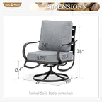 Sophia & William 2 Pieces Patio Furniture Sets Metal Sofa Chairs Patio Cushion - Image 7