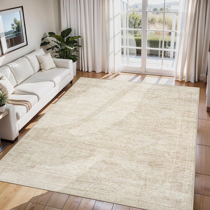Aelenmu 5x7 Area Rugs for Living Room Washable Bedroom Dining Room Beige | - Image 9