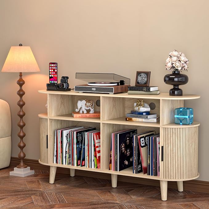 LUVIOHOME Large Round Record Player Stand - Image 2