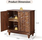 weselon Accent Cabinet with 2 Doors, Farmhouse Carved Buffet Sideboard with - Image 2