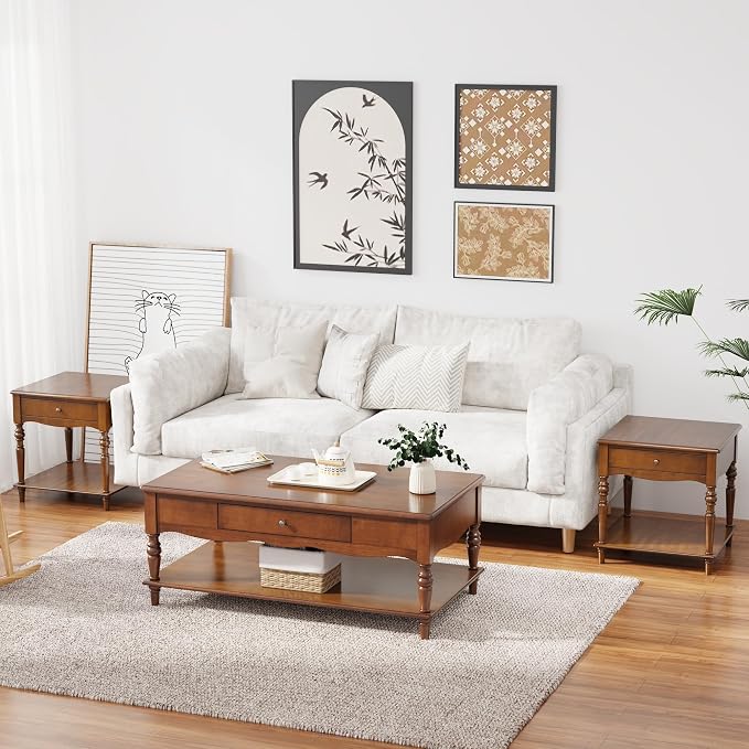 Living Room Table Set-One Rectangular Coffee Table and Two Square End Tables - Image 4