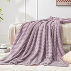 BEDELITE 3D Ribbed Dusky Violet Fleece Twin Blanket - Image 7