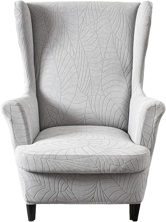 KRFOONN Stretch Wing Chair Slipcovers Jacquard 2 Piece Wingback Chair Covers by KRFOONN