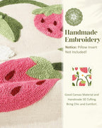 Embroidered Throw Pillow Cover 18x18 Inch, Branch Strawberry | Decorative - Image 2