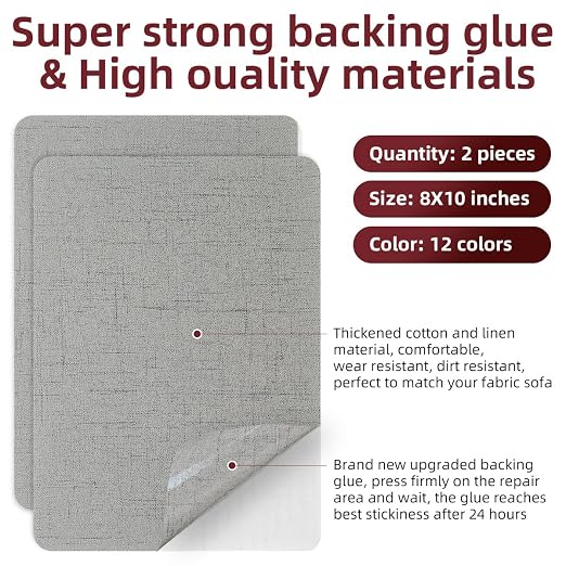 Self-Adhesive Fabric Repair Patches, Large Size 8X11 inch Linen Furniture - Image 2