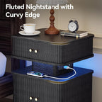 LED Nightstand Set of 2, Fluted Night Stand - Image 8