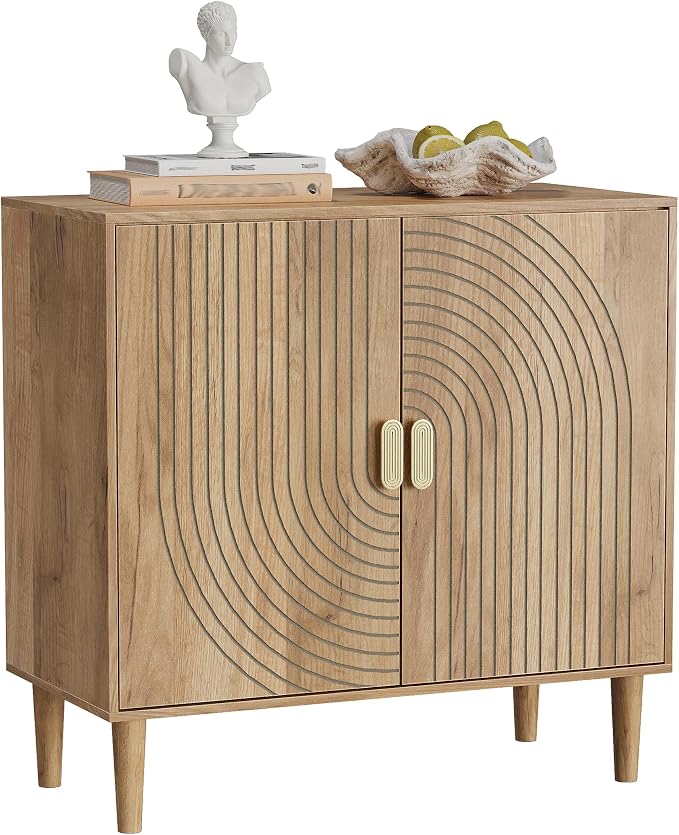 Smuxee Oak Sideboard Cabinet, Freestanding Buffet Cabinet - Image 9