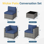 Wisteria Lane 7 Pieces Outdoor Patio Furniture Set, Wicker Outdoor Patio - Image 2
