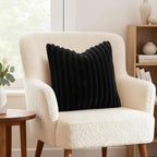 decorUhome Fall Faux Fur Throw Pillow Covers 20x20 Set of 2 Black | Decorative - Image 4