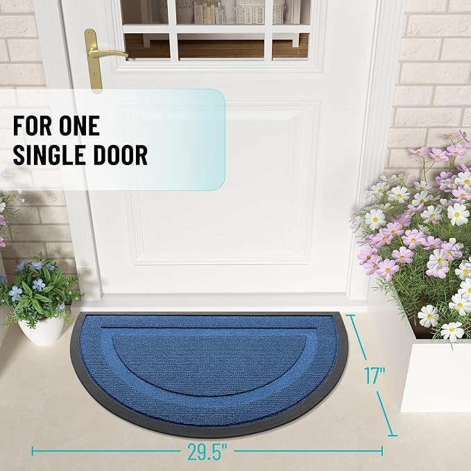 OLANLY Half Circle Front Door Mat Outside 29.5x17 All-Season Rubber Doormat | - Image 2