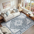 RELEANY Washable Area Rug, Water Repellent, Pet Friendly, Vintage Floral Boho by RELEANY