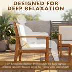 Devoko Patio Furniture 4 Piece Acacia Wood Outdoor Conversation Sofa Set - Image 3
