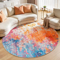 Rugflix Round Area Rugs 6Ft for Living Room, Washable Colorful Circle Rug | by RugflixAreaRugs