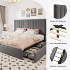 Allewie King Size Storage Bed Frame, Vertical Channel Tufted Adjustable - Image 6