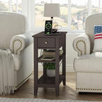 ChooChoo Narrow End Table with Charging Station, Side Table Living Room with - Image 3