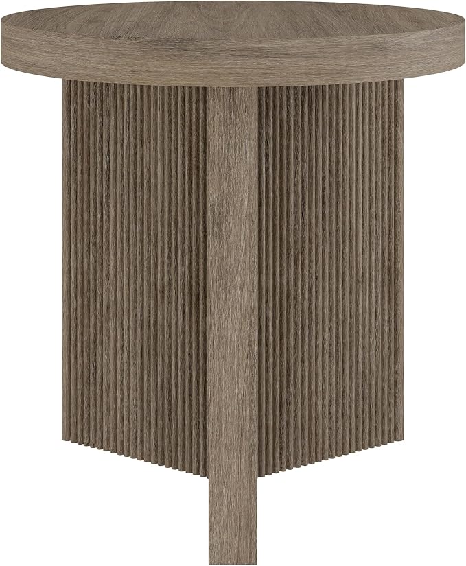 Henn&Hart 22" Fluted Scandinavian Round End Table, Ribbed Side Table, Nightstand - Image 6