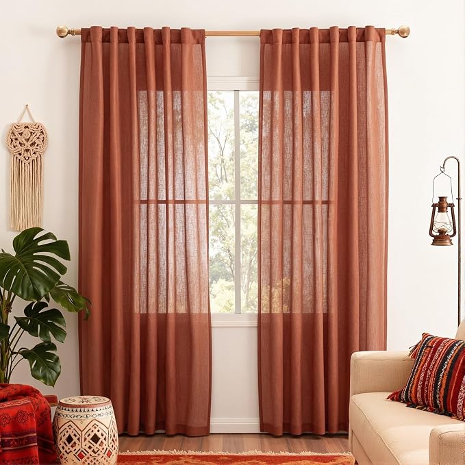 MYSKY HOME Semi Sheer Curtains 72 Inch Length - Image 3