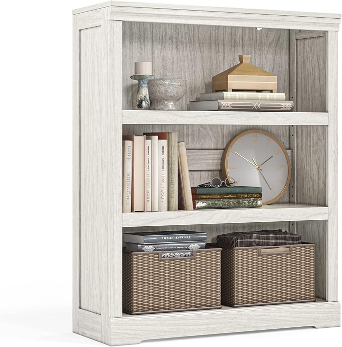 LINSY HOME 3-Tier Bookcase, Small Bookshelf Wood Display Storage Shelves by LINSYHOME