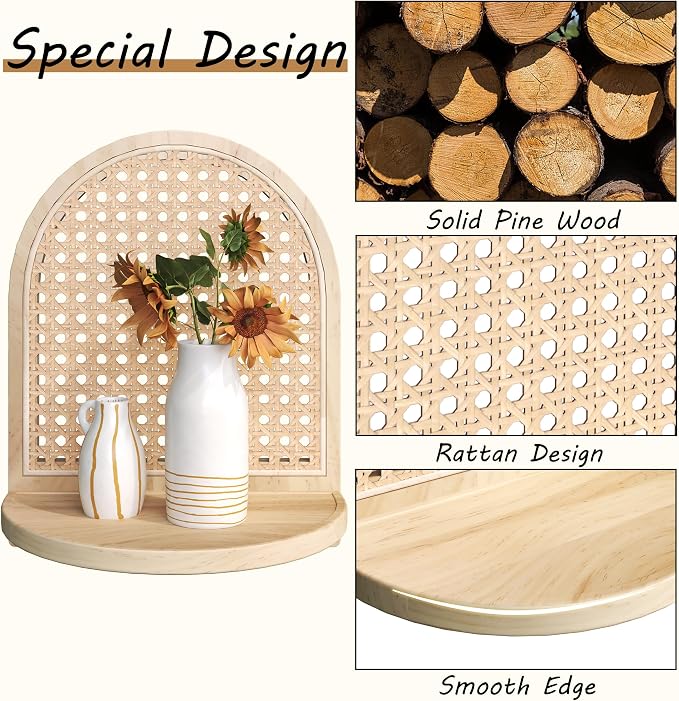 Arched Rattan Wall Shelf - Image 4