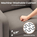 Accent Chair for Living Room Modern Linen Upholstered Armchair Side Wooden - Image 8
